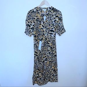 Topshop Leopard Print Faux Wrap Midi Dress
